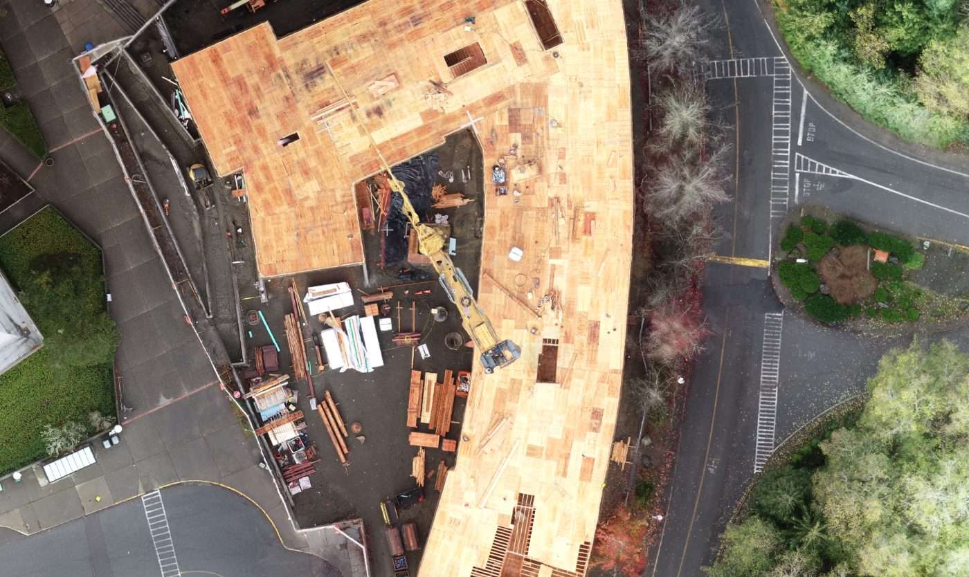 CARTOgraph aerial orthomosaic of a mass timber building under construction